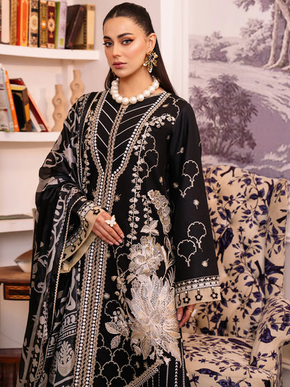 Bin Ilyas-Esha Eshal-Dyed Embroidered Lawn-3PC - Branded Cut Pieces