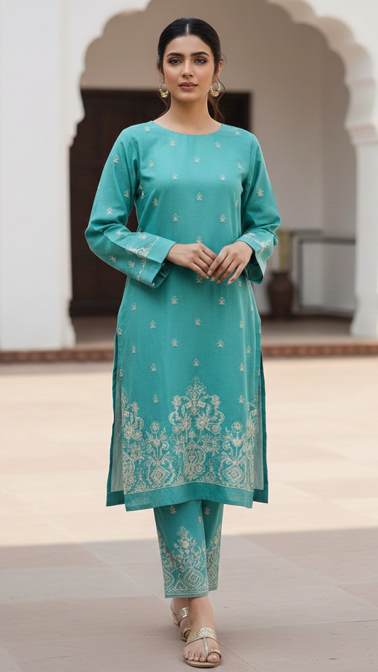 UNSTITCHED EMBROIDERED 2PC SHIRT AND TROUSER COLLECTION BY DESIGNER By Branded Cut Piece