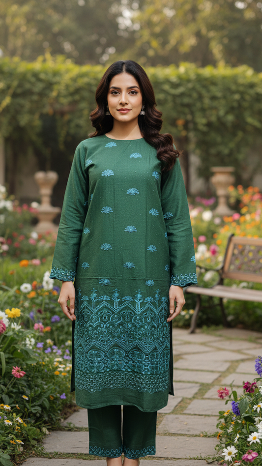 UNSTITCHED EMBROIDERED 2PC SHIRT AND TROUSER COLLECTION BY DESIGNER By Branded Cut Piece