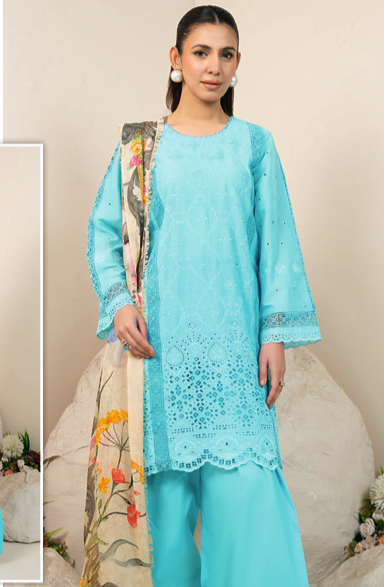 Johra Kaashvi Unstitched Chikenkari Lawn 3pc