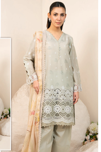 Johra Kaashvi Unstitched Chikenkari Lawn 3pc