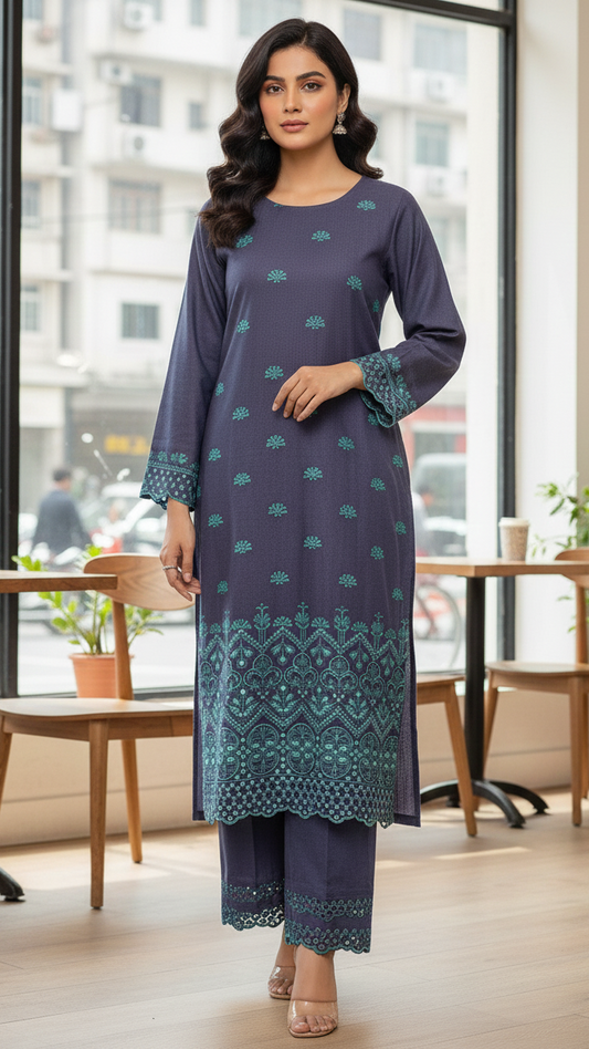 UNSTITCHED EMBROIDERED 2PC SHIRT AND TROUSER COLLECTION BY DESIGNER By Branded Cut Piece