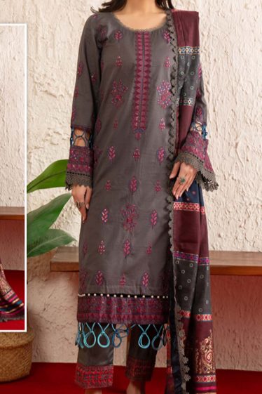 Johra Gulmohar Unstitched Embroidered Lawn 3pc