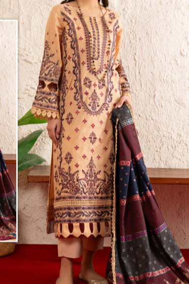 Johra Gulmohar Unstitched Embroidered Lawn 3pc