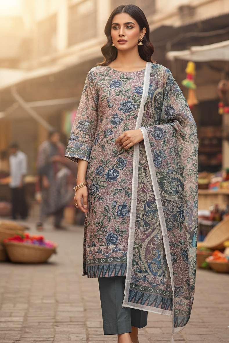 Sapphire Unstitched Printed Lawn 3pc