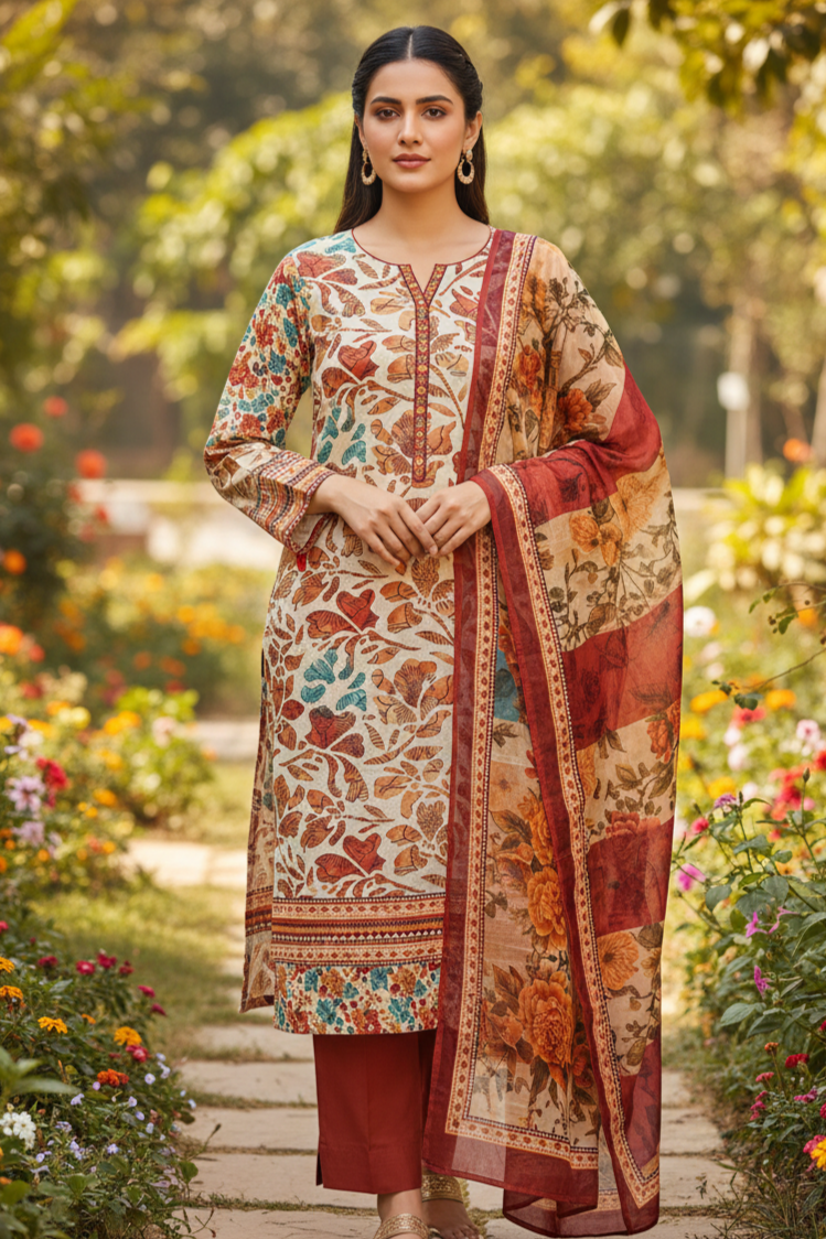 Sapphire Unstitched Printed Lawn 3pc