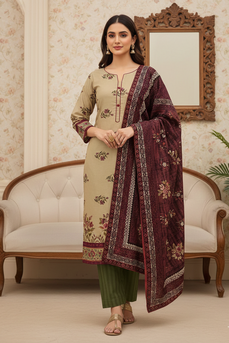 Sapphire Unstitched Printed Lawn 3pc