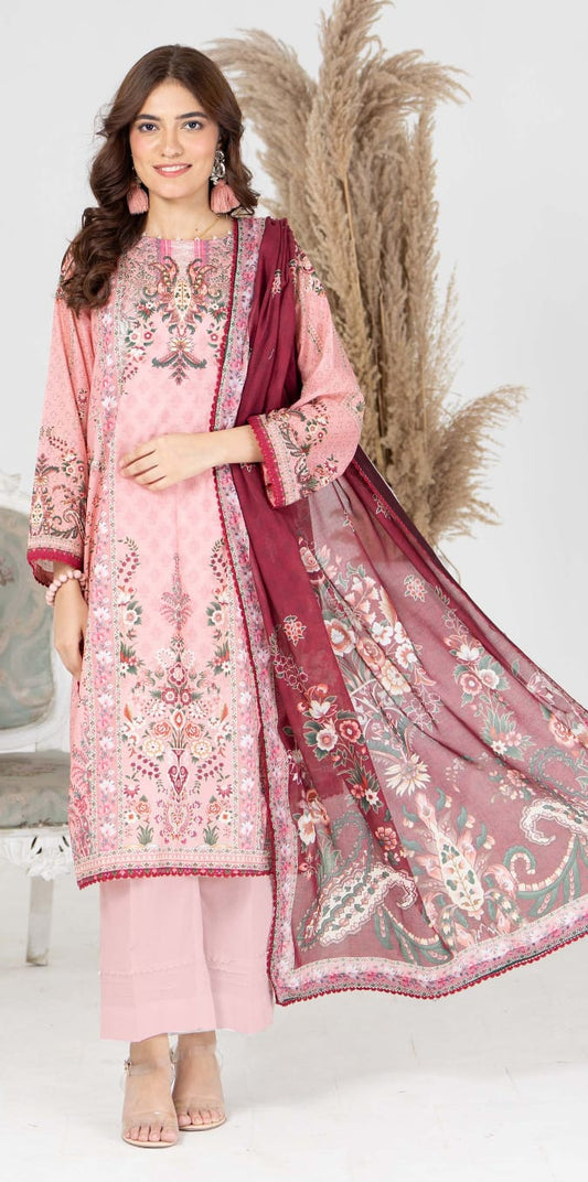 Suhana Unstitched Digital Printed Lawn 3PC - Branded Cut Pieces