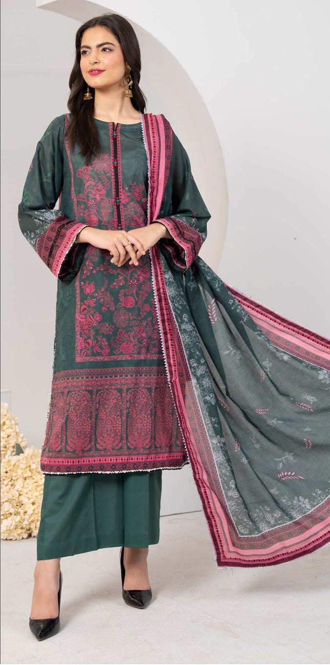 Jacquard Unstitched Printed Lawn 3pc - Branded Cut Pieces