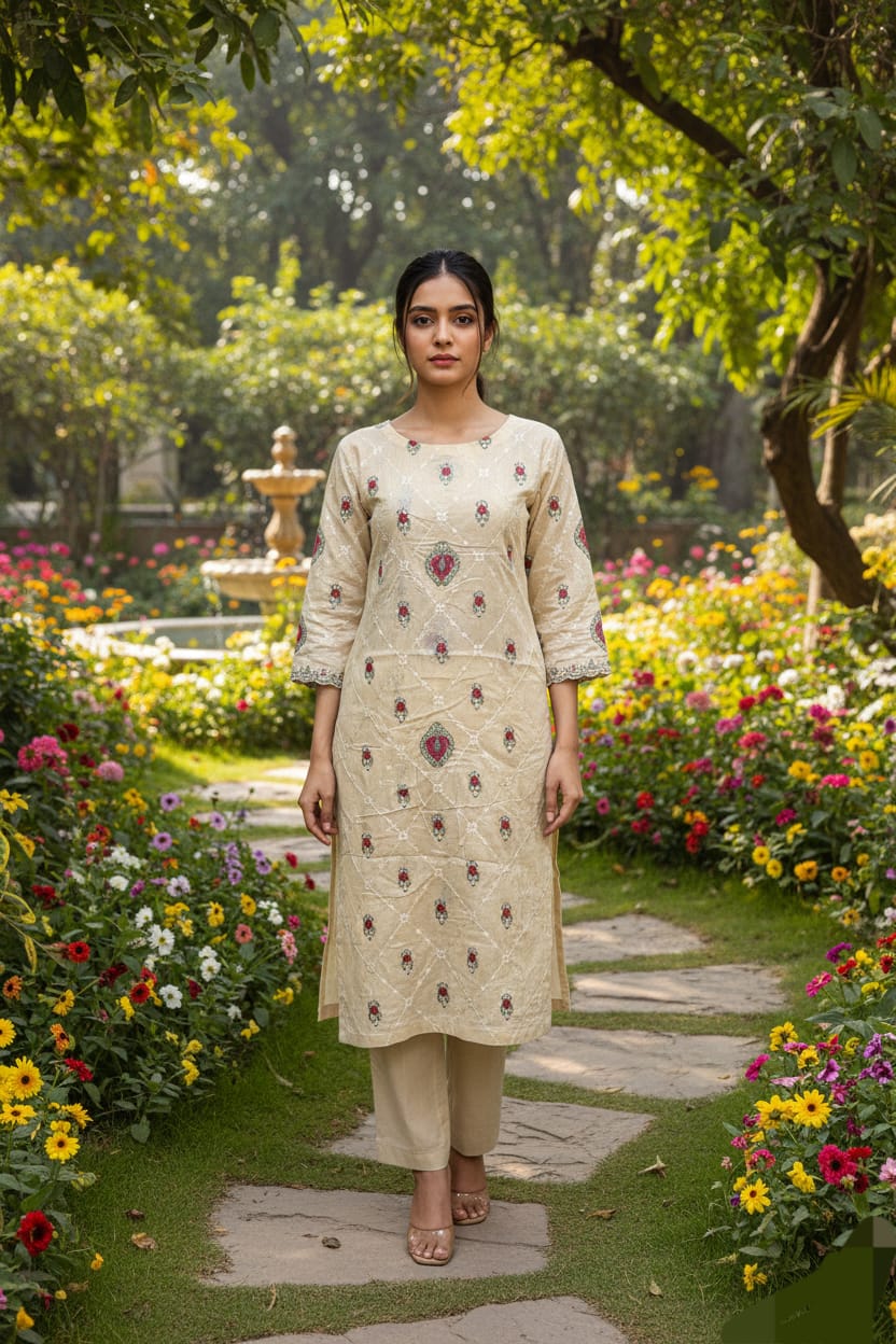 Designer Unstitched Embroidered ST Lawn 2pc