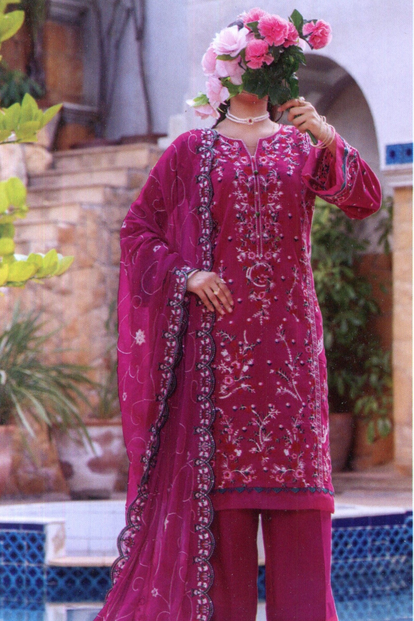 Hafiz Phool Zari Unstitched Embroidered Lawn 3pc