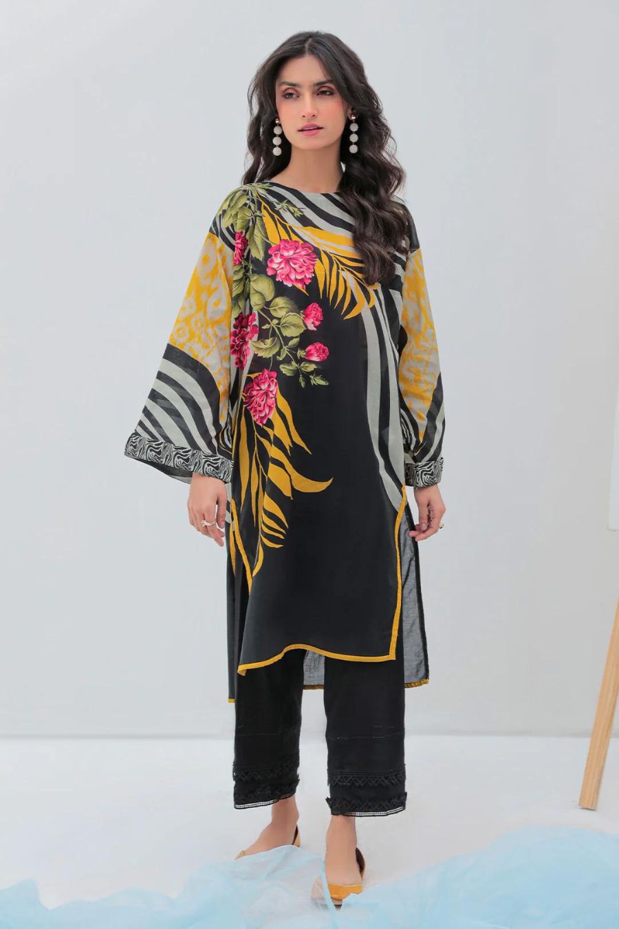 Digital Printed Lawn-Black-Shirt - Branded Cut Pieces