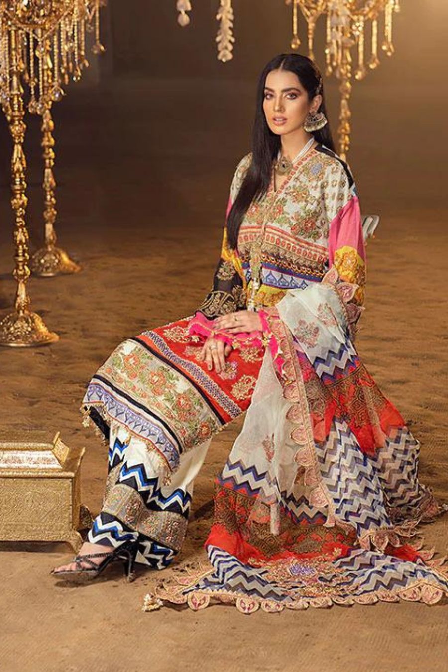 Embroidered Luxury-Multi-3pc - Branded Cut Pieces