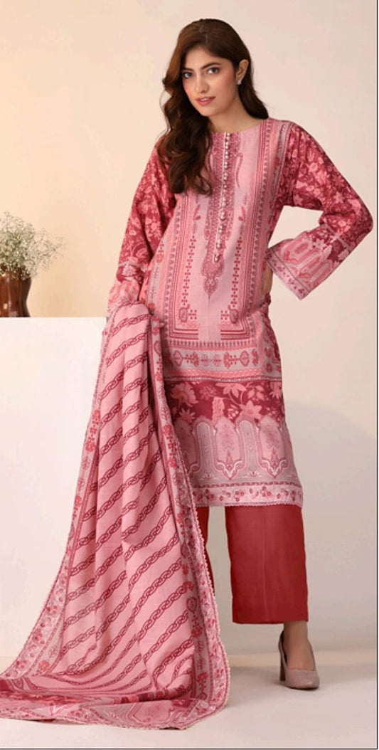 Jacquard Printed Slub Khaddar 3pc