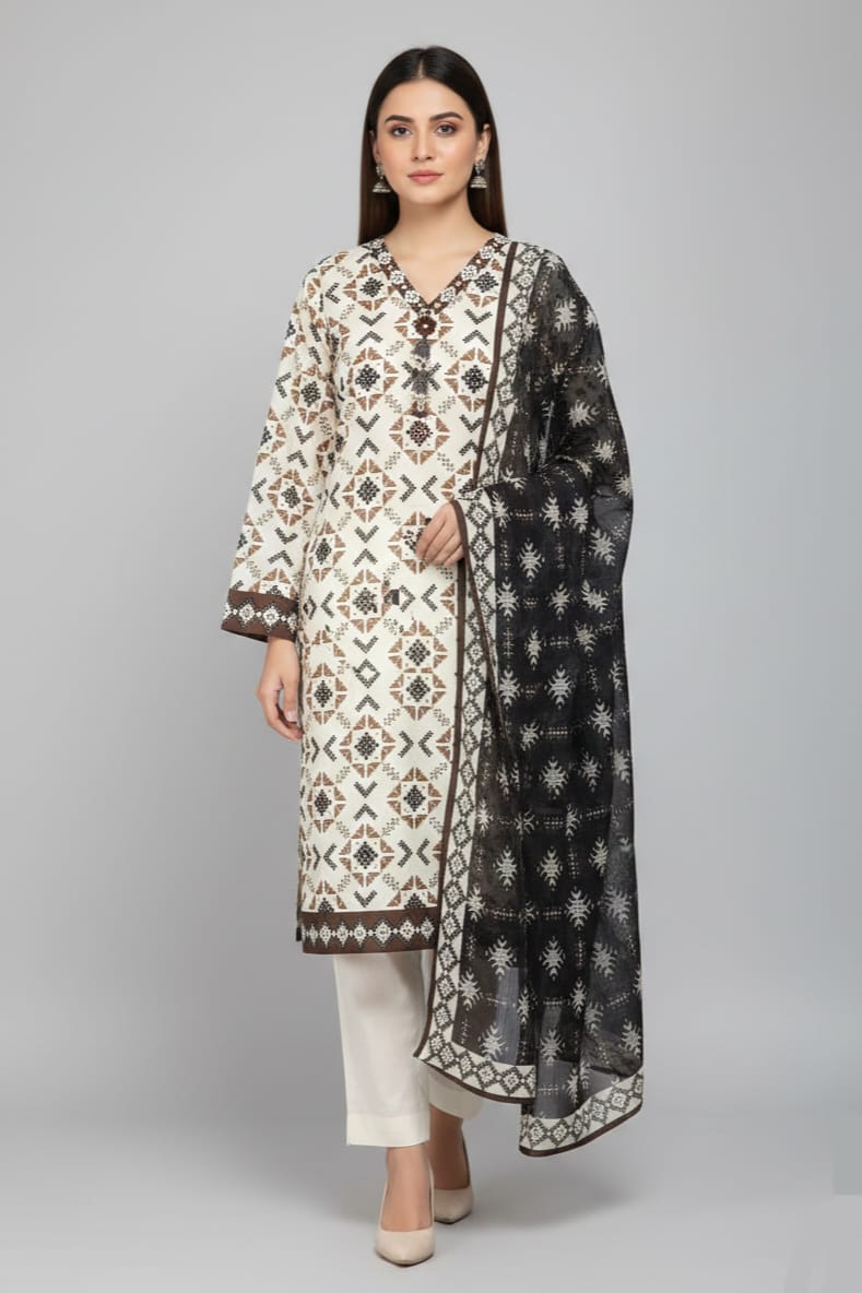 Al Karam Stitched Printed Lawn 3pc