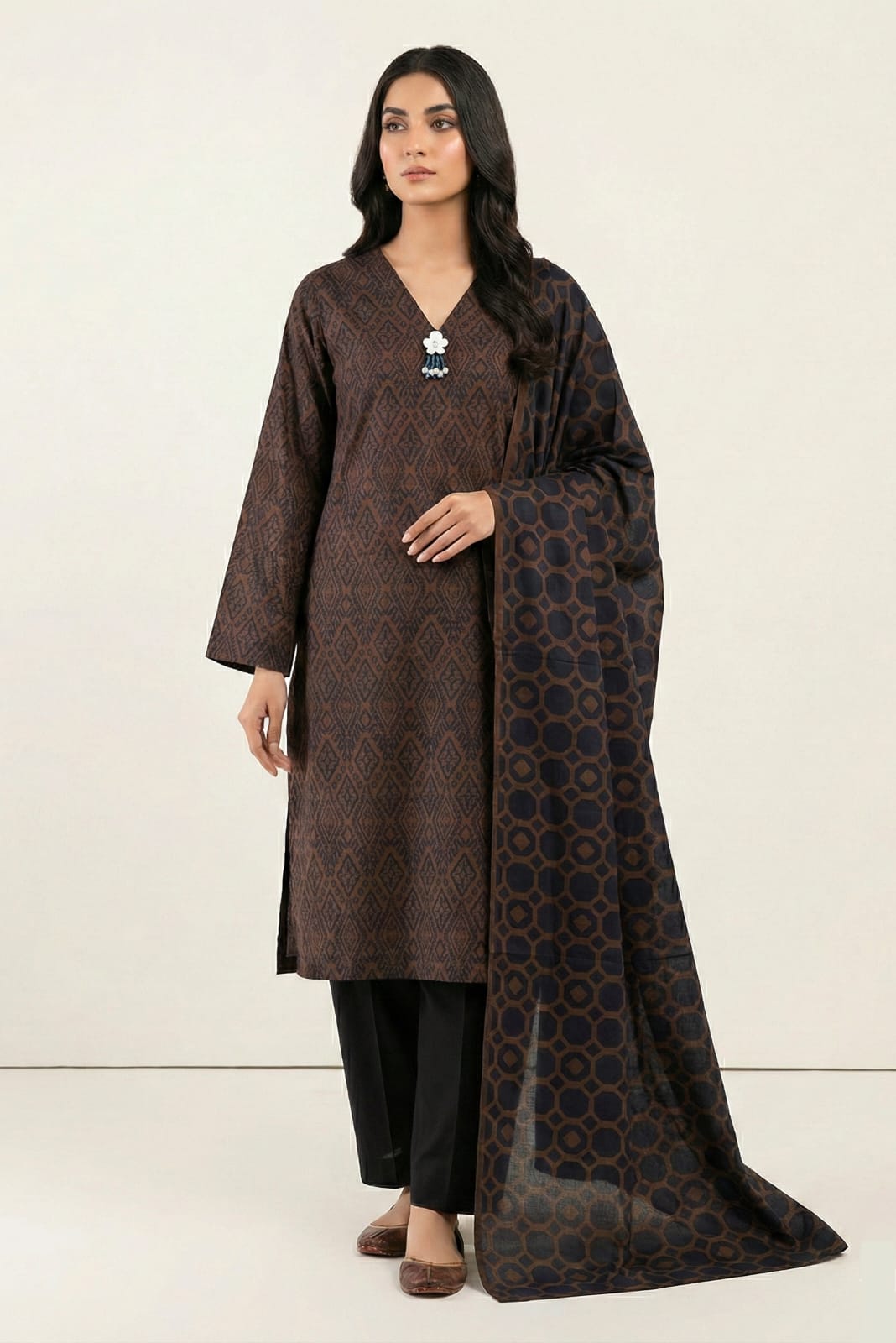 Al Karam Stitched Printed Lawn 3pc