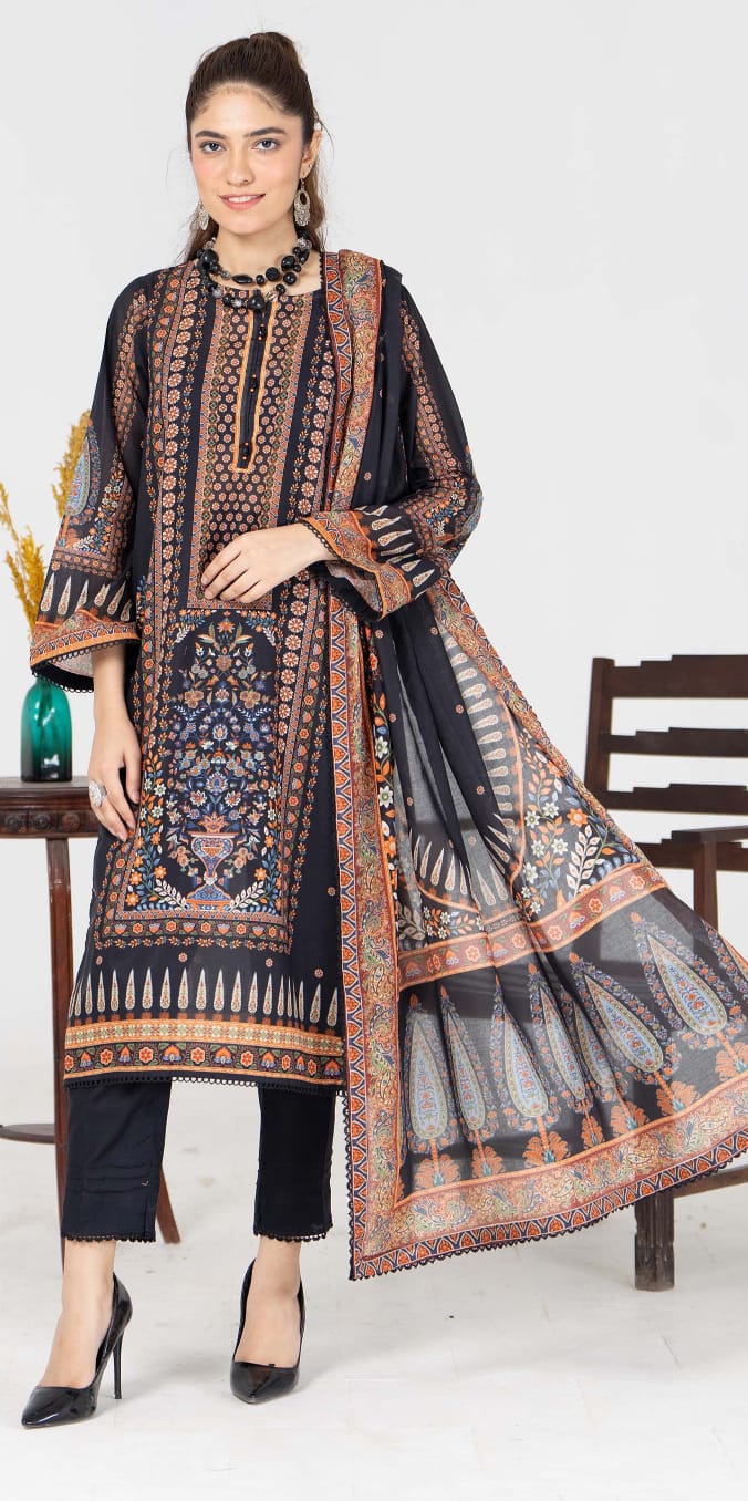 Suhana Unstitched Digital Printed Lawn 3PC - Branded Cut Pieces