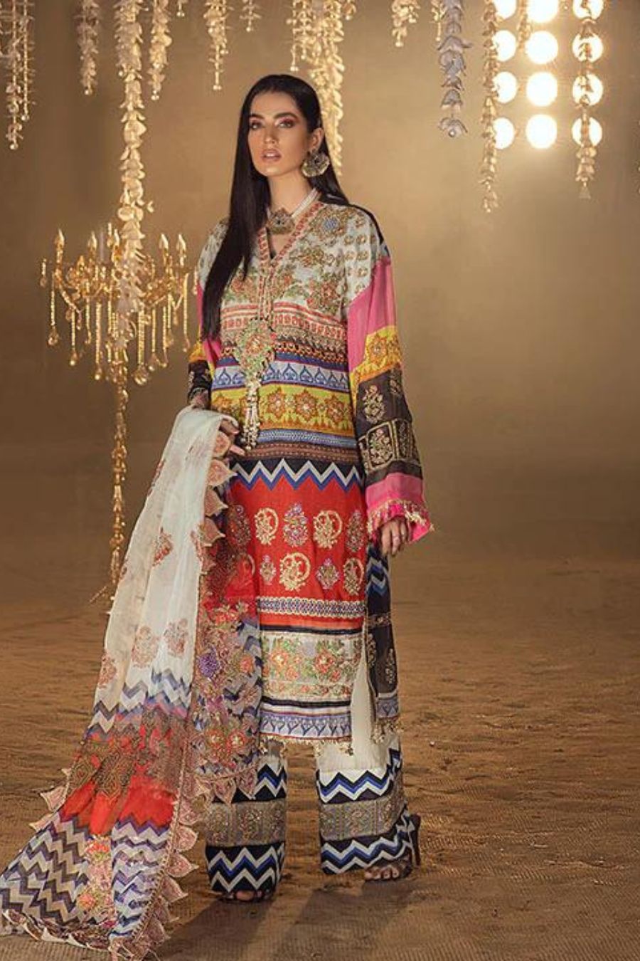 Embroidered Luxury-Multi-3pc - Branded Cut Pieces