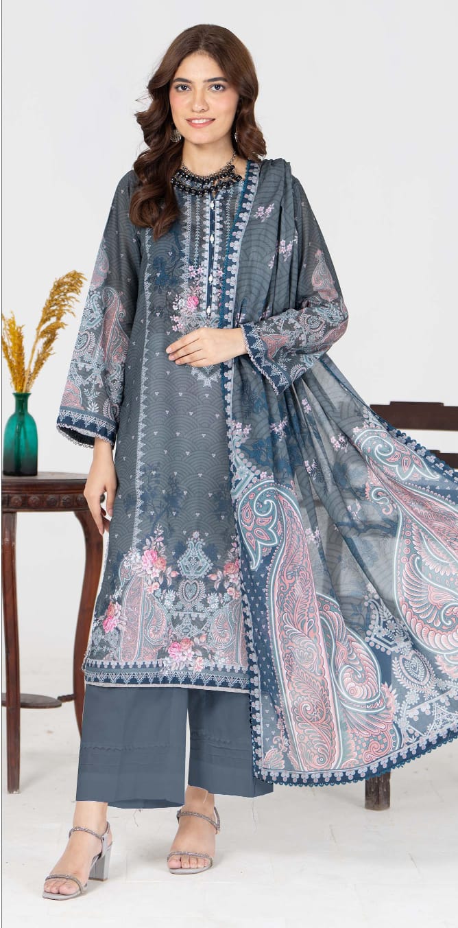 Suhana Unstitched Digital Printed Lawn 3PC - Branded Cut Pieces