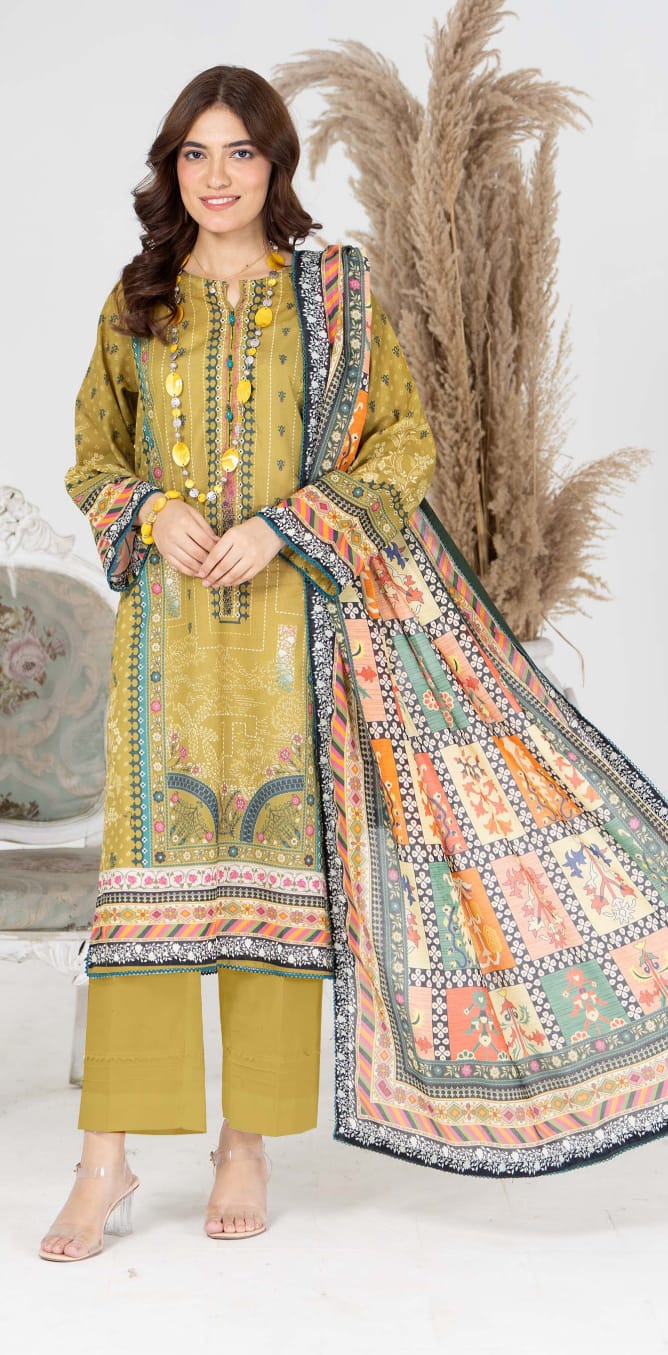 Suhana Unstitched Digital Printed Lawn 3PC - Branded Cut Pieces