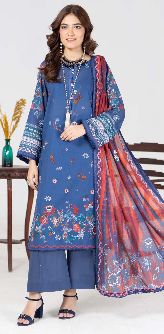 Suhana Unstitched Digital Printed Lawn 3PC - Branded Cut Pieces