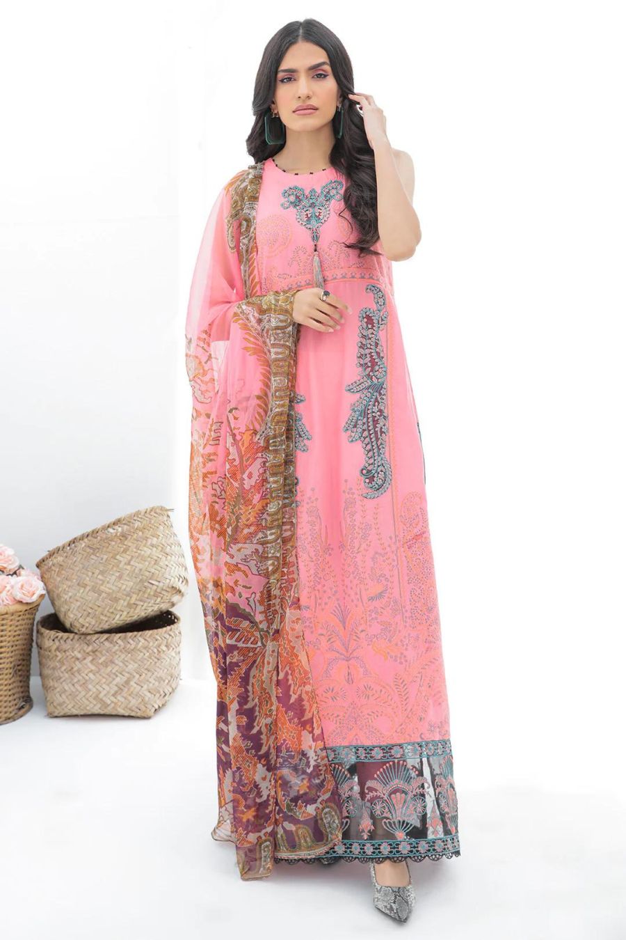 Embroidered Lawn-Powder Pink-2PC - Branded Cut Pieces