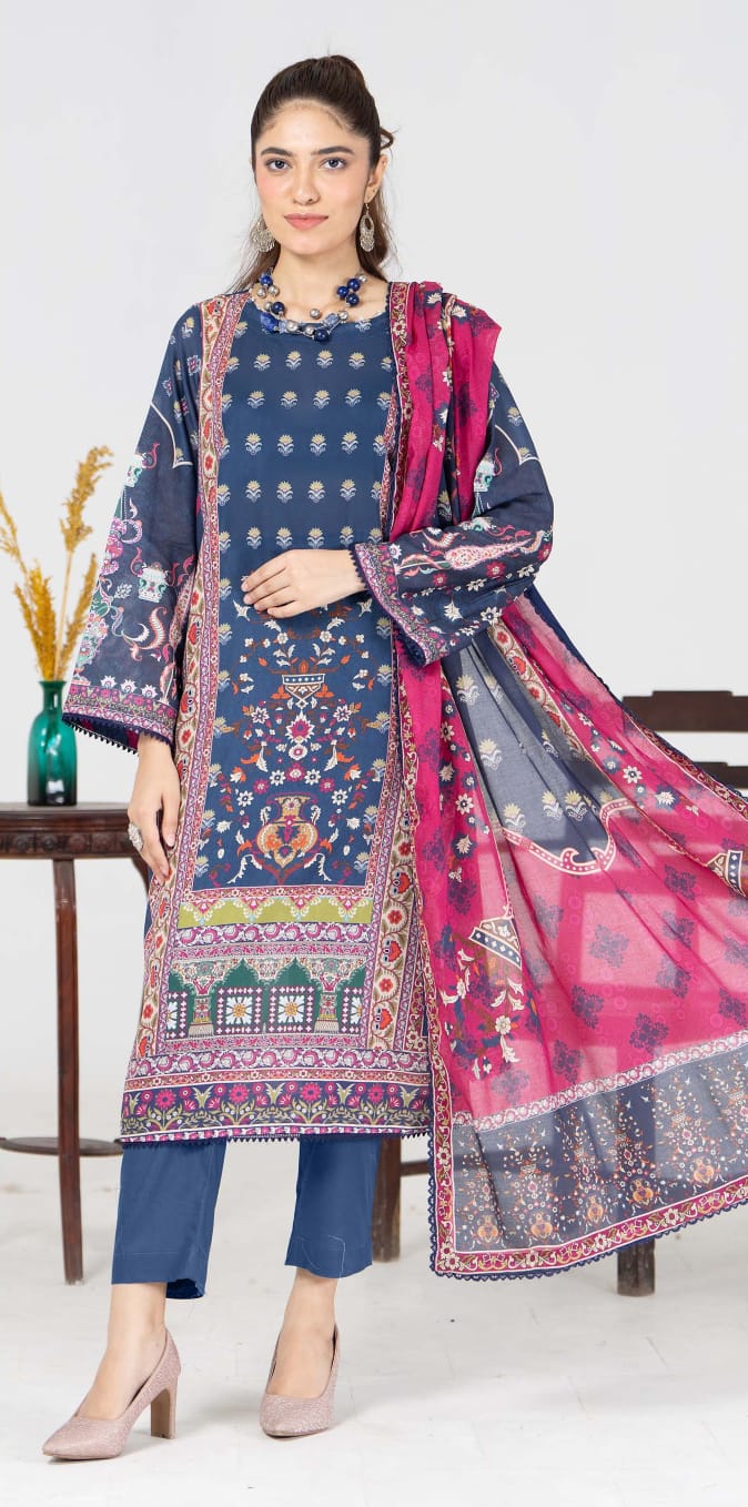 Suhana Unstitched Digital Printed Lawn 3PC - Branded Cut Pieces