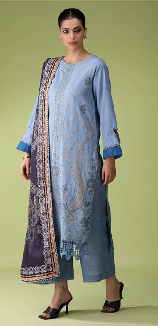 Jacquard Embroidered Khaddar 3pc