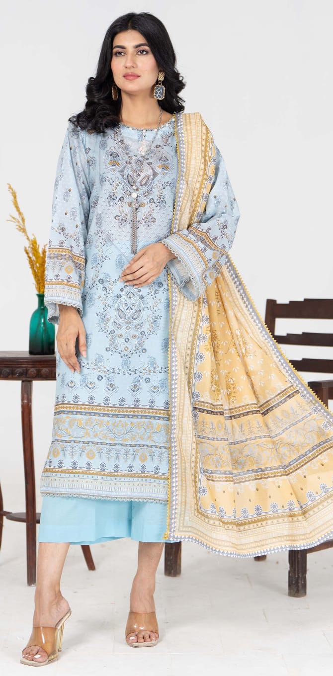 Jacquard Unstitched Printed Lawn 3pc - Branded Cut Pieces