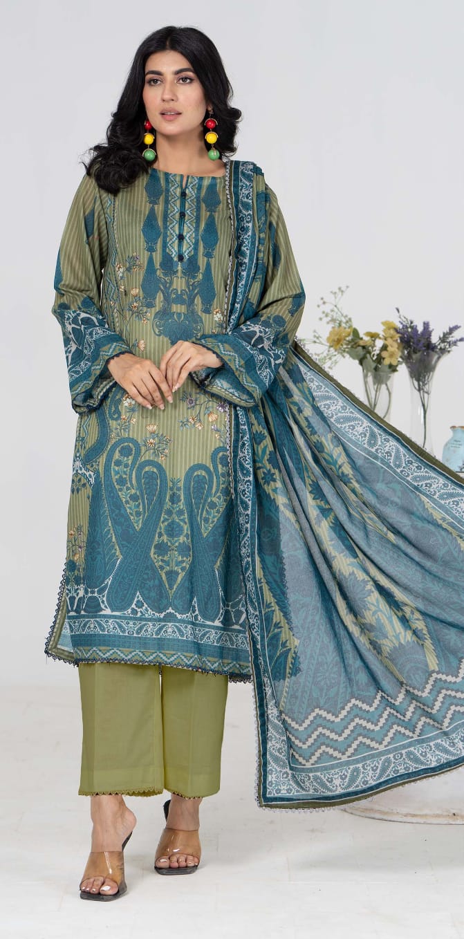 Jacquard Unstitched Printed Lawn 3pc - Branded Cut Pieces