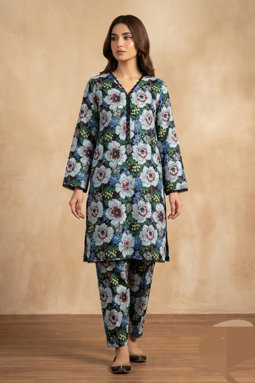 Bin Saeed Stitched Printed Lawn ST 2pc