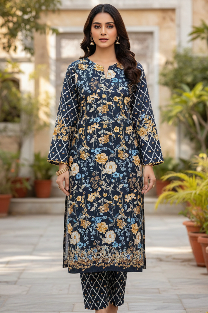 Premium Designer  Unstitched Printed Lawn ST 2pc