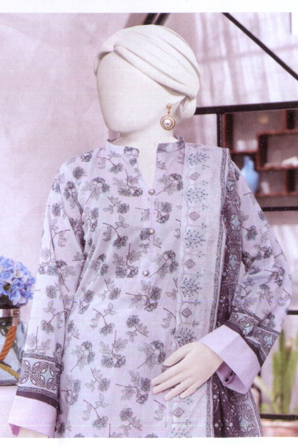 Hafiz Dur E Fishan Unstitched Embroidered Lawn 3pc