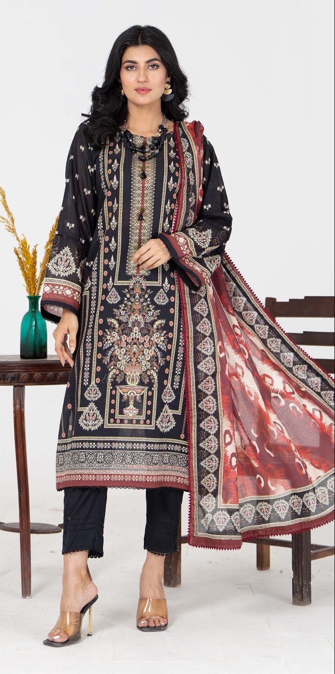 Jacquard Unstitched Printed Lawn 3pc - Branded Cut Pieces