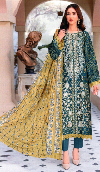 Hania & Mnahil Embroidered Jacquard Lawn 2PC - Branded Cut Pieces