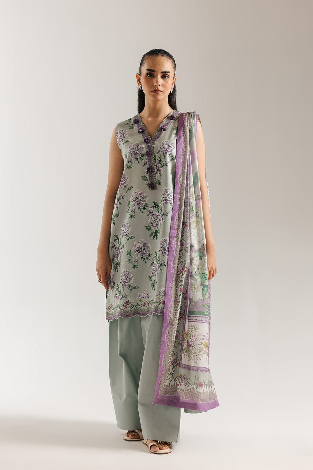 Ethnic Unstitched Printed Lawn 3pc