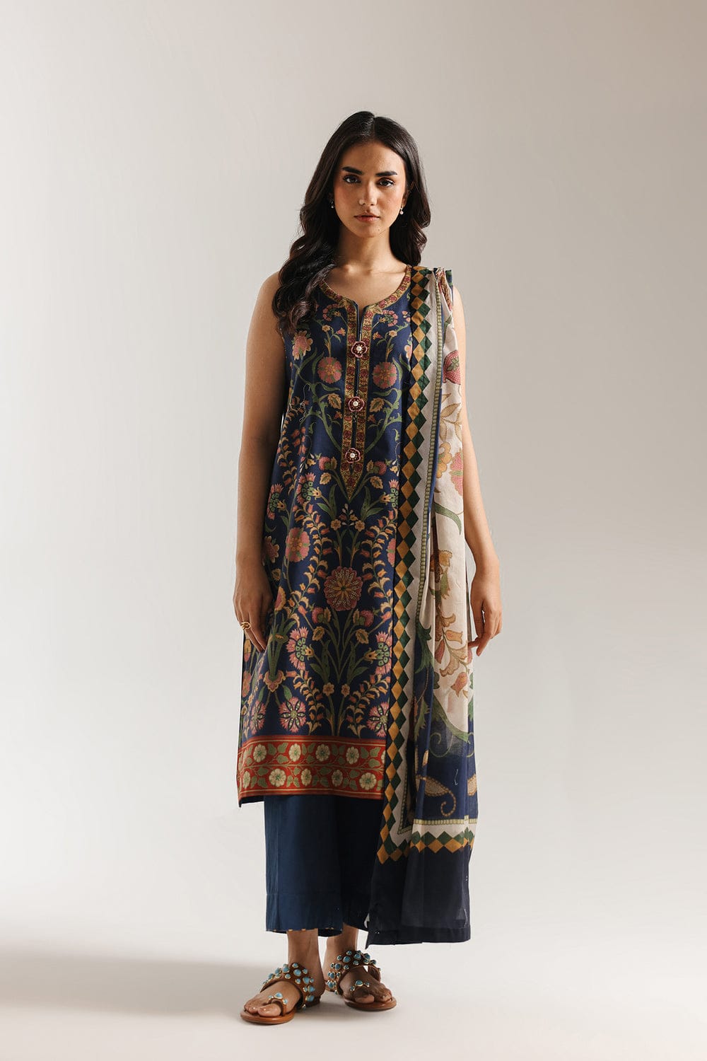 Ethnic Unstitched Printed Lawn 3pc