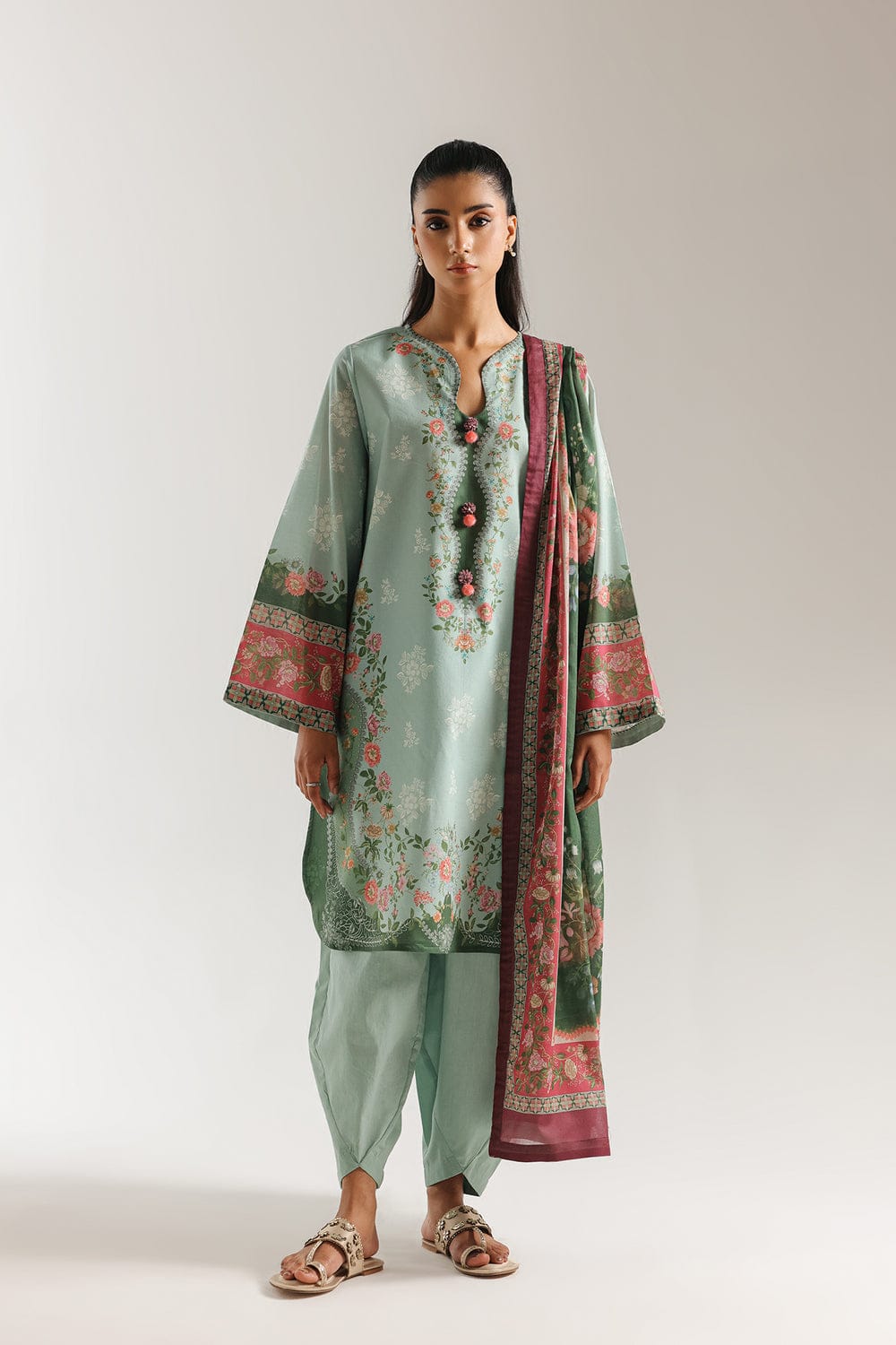 Ethnic Unstitched Printed Lawn 3pc