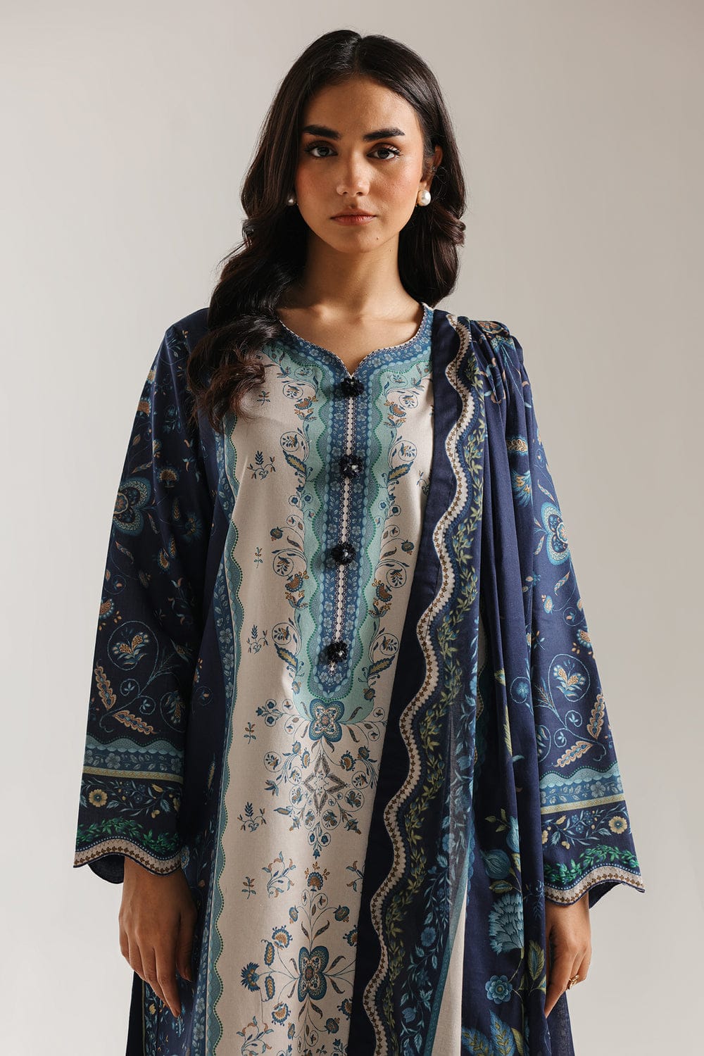 Ethnic Unstitched Printed Lawn 3pc