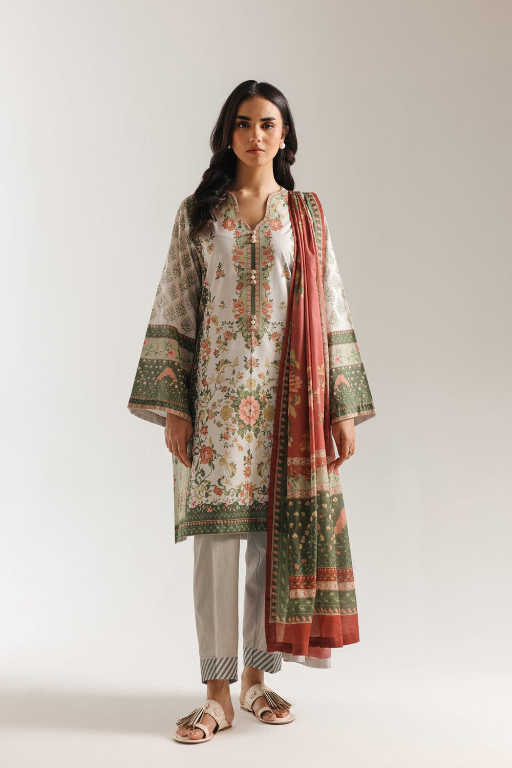 Ethnic Unstitched Printed Lawn 3pc