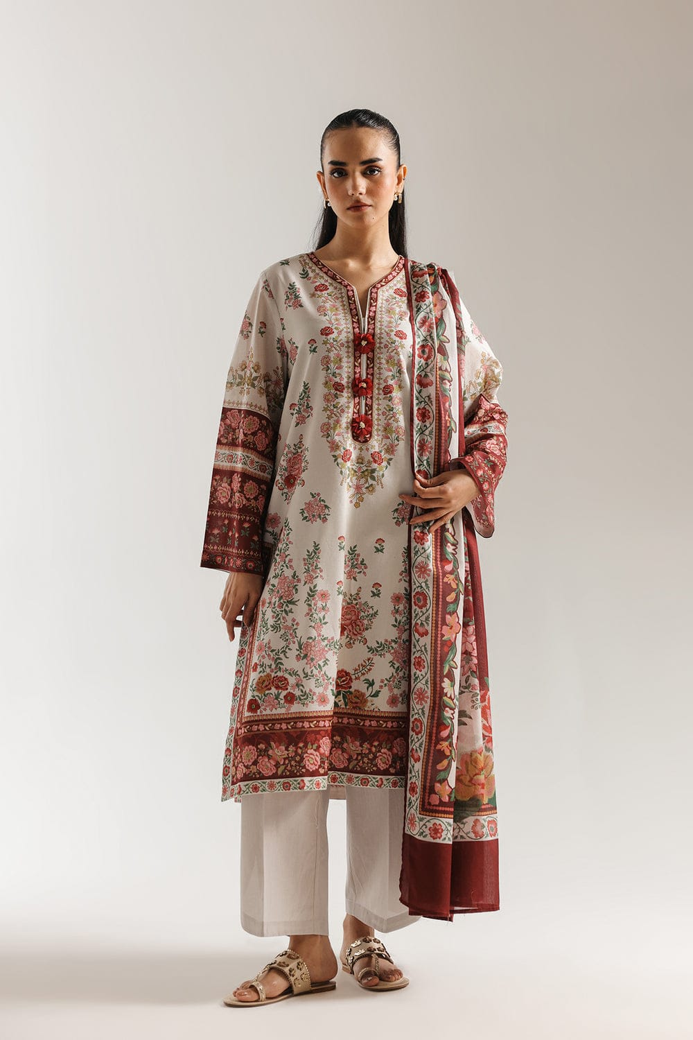 Ethnic Unstitched Printed Lawn 3pc