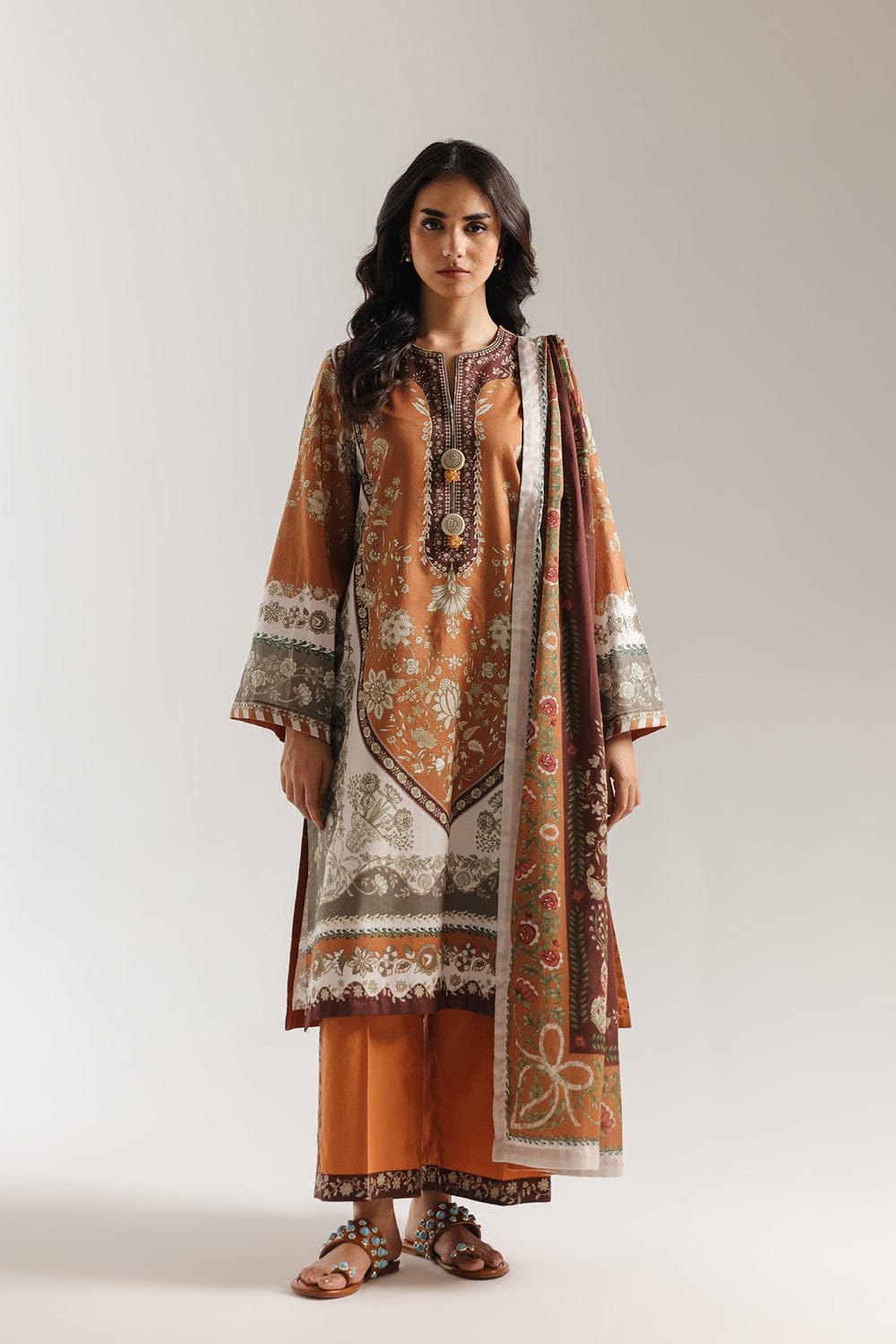 Ethnic Unstitched Printed Lawn 3pc
