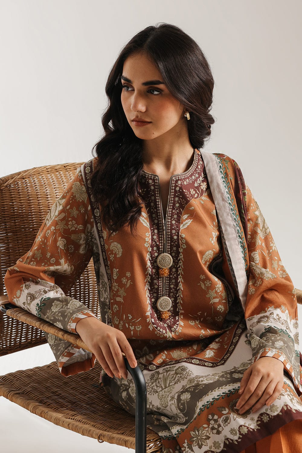 Ethnic Unstitched Printed Lawn 3pc