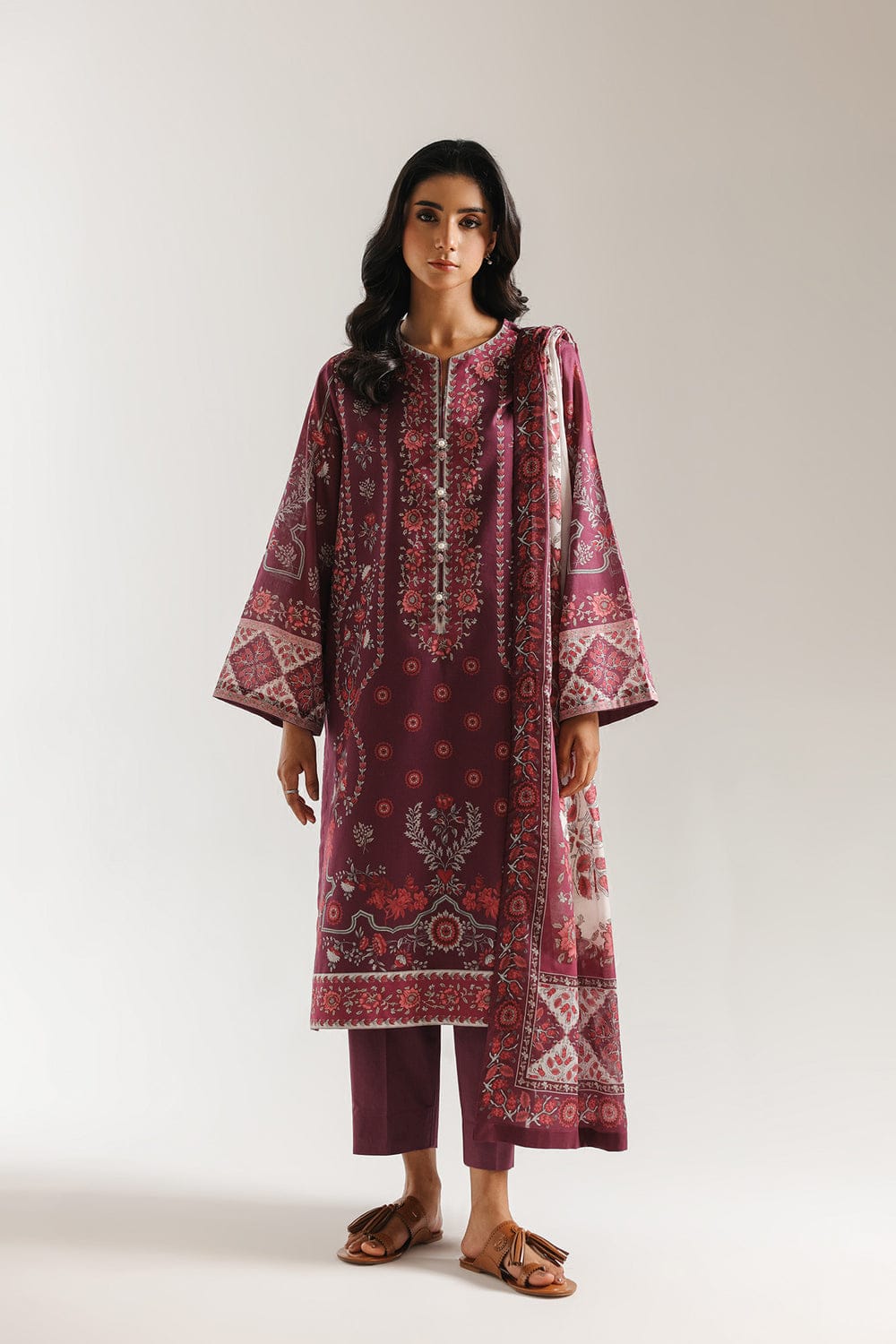 Ethnic Unstitched Printed Lawn 3pc