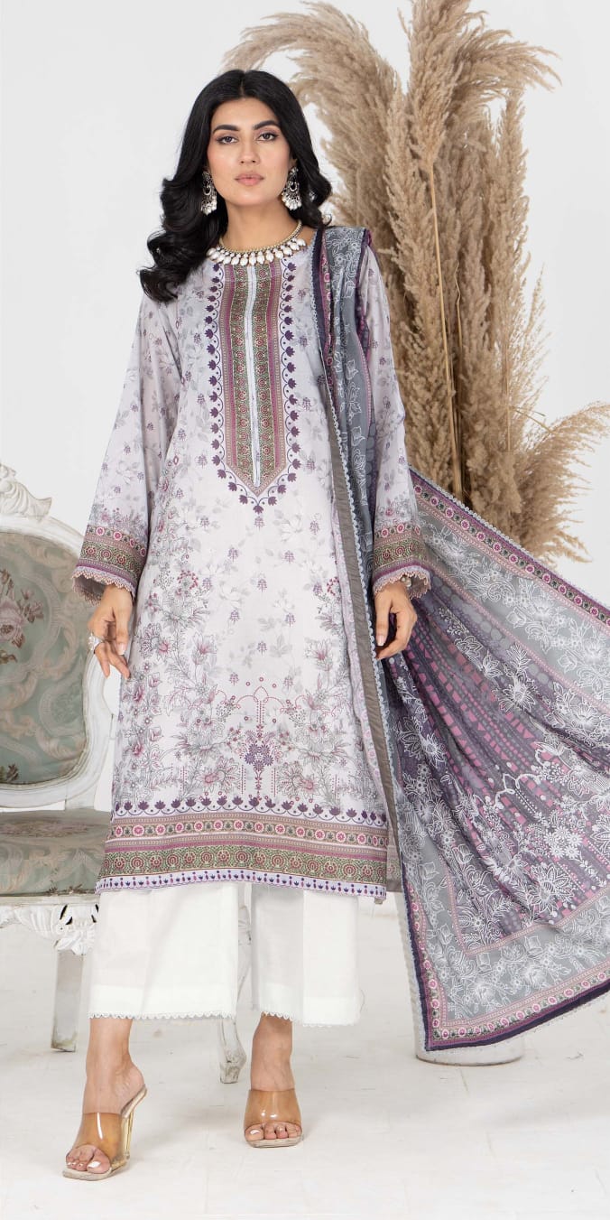 Jacquard Unstitched Printed Lawn 3pc - Branded Cut Pieces