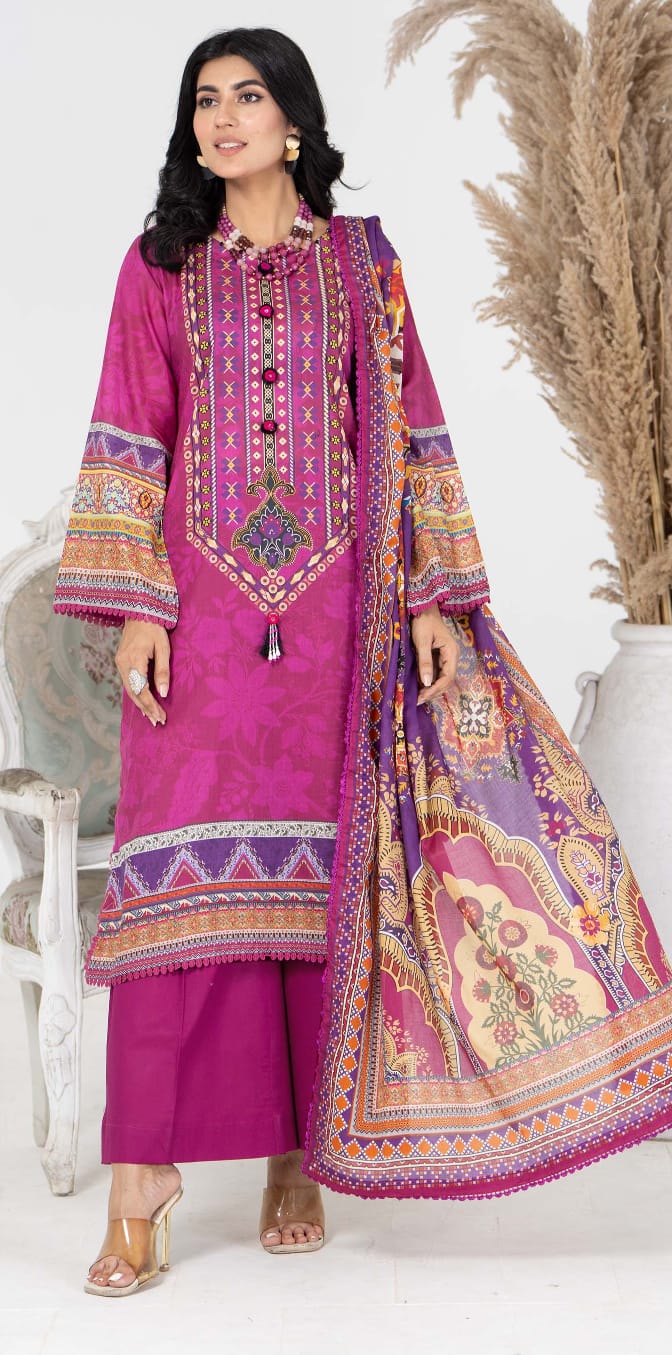 Jacquard Unstitched Printed Lawn 3pc - Branded Cut Pieces