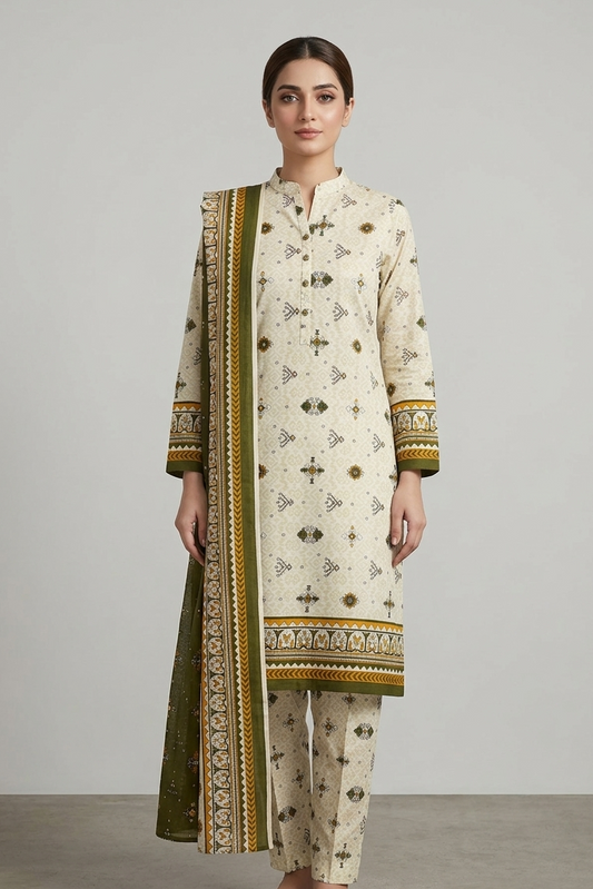 Bin Saeed Unstitched Printed Lawn 3pc