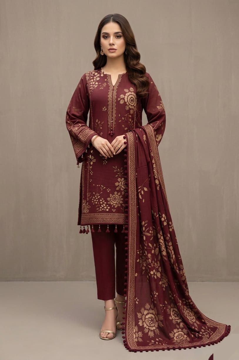 Jacquard Unstitched Printed Lawn 3pc