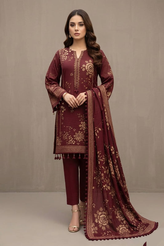 Jacquard Unstitched Printed Lawn 3pc