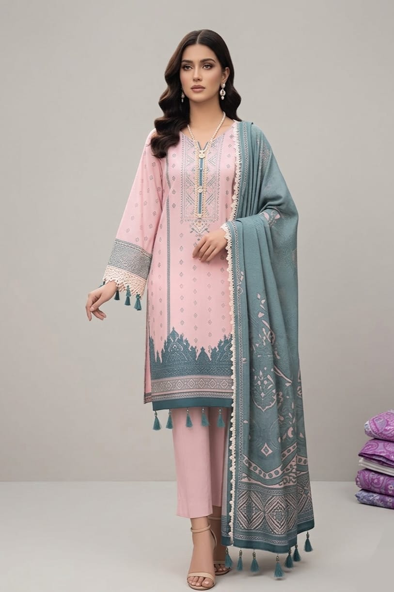 Jacquard Unstitched Printed Lawn 3pc